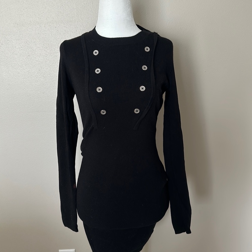 Black long sleeve knit dress